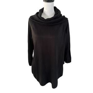 Adrienne Vittadini Black Cowl neck Sweater 3/4 sleeve Large